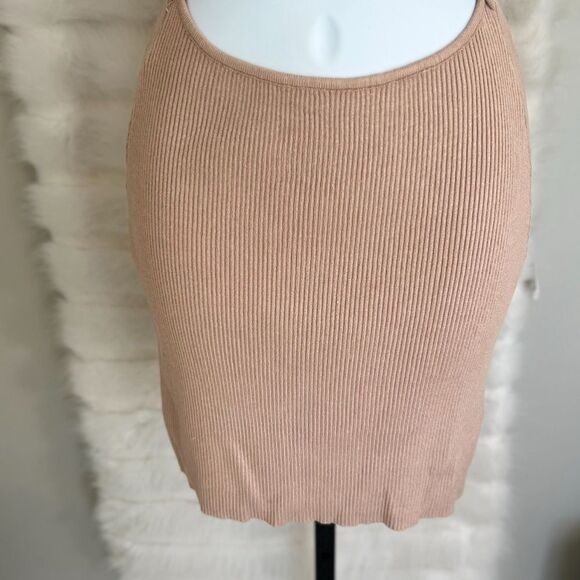 Beige Cutout Ribbed Dress - Picture 2 of 6